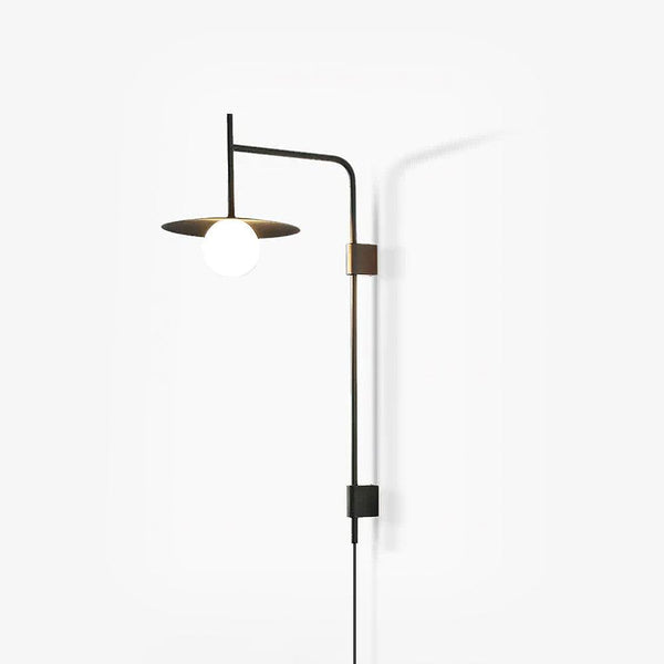 modern black iron glass swing arm wall lamp