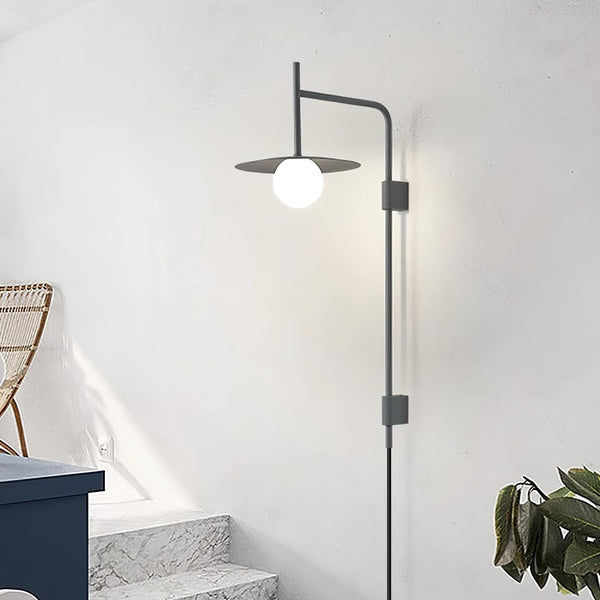 modern black iron glass swing arm wall lamp