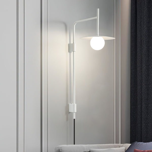 modern black iron glass swing arm wall lamp