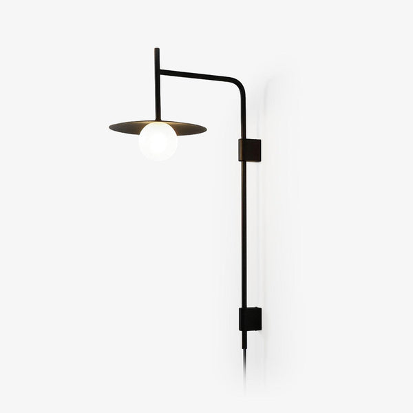 modern black iron glass swing arm wall lamp