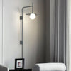 modern black iron glass swing arm wall lamp