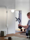 modern black iron glass swing arm wall lamp