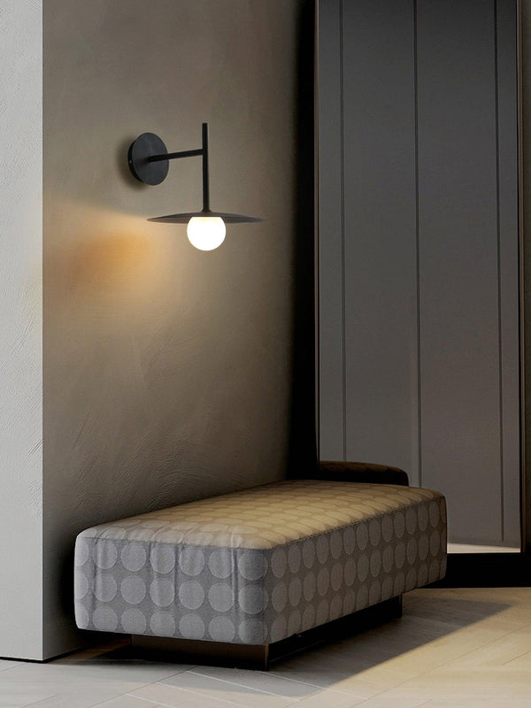 modern black iron glass wall lamp