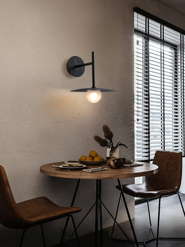 modern black iron glass wall lamp
