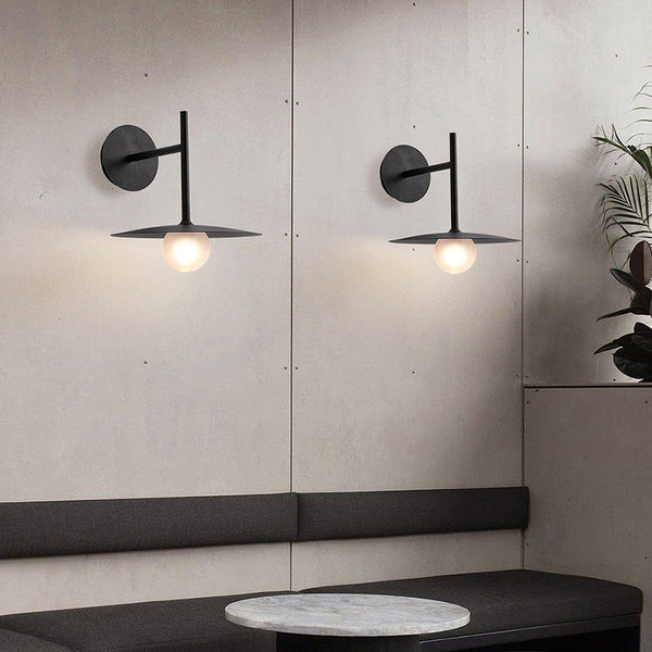 modern black iron glass wall lamp