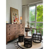 modern black iron wood glass rechargeable table lamp