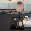 modern black iron wood glass rechargeable table lamp