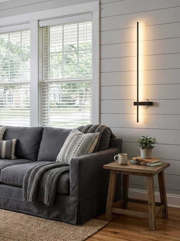 modern black metal acrylic linear rechargeable wall sconce