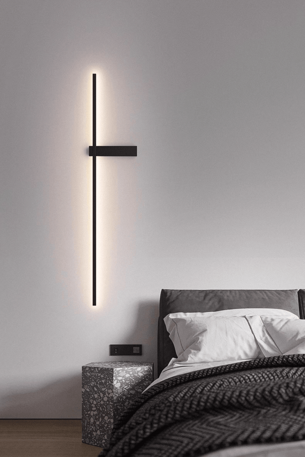 modern black metal acrylic linear rechargeable wall sconce
