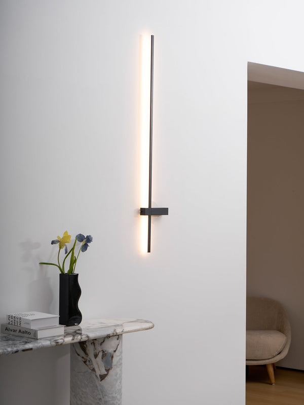 modern black metal acrylic linear rechargeable wall sconce