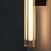 modern black metal clear textured glass tube wall lamp