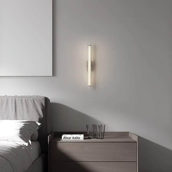 modern black metal clear textured glass tube wall lamp