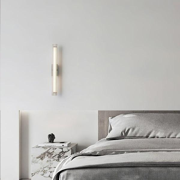modern black metal clear textured glass tube wall lamp