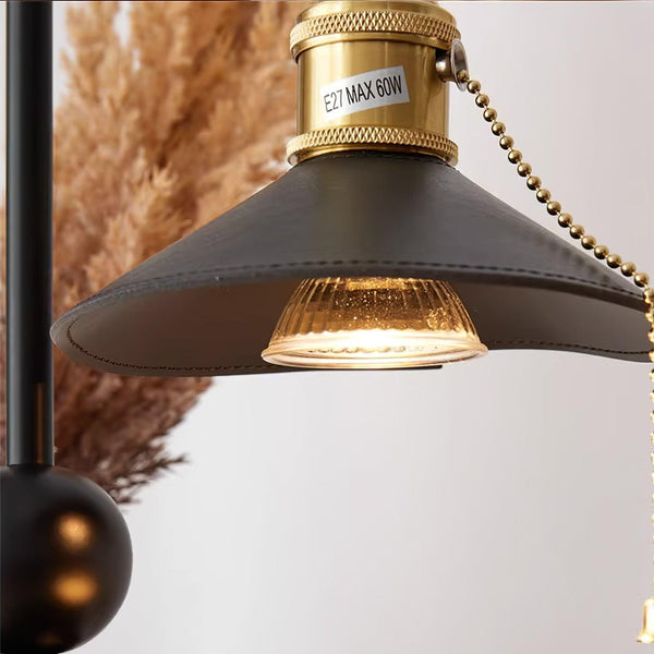 modern black metal leather table lamp gold tone