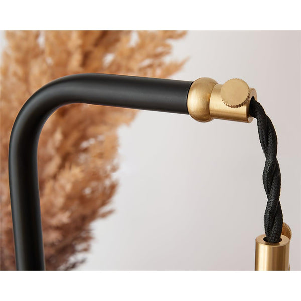 modern black metal leather table lamp gold tone
