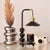 modern black metal leather table lamp gold tone