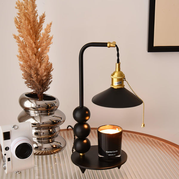 modern black metal leather table lamp gold tone