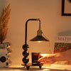 modern black metal leather table lamp gold tone