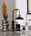 modern black metal leather table lamp gold tone