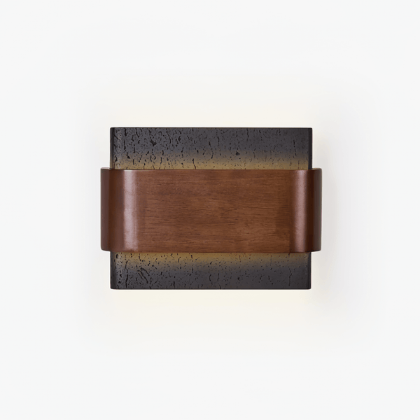 modern black travertine walnut led wall sconce