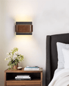 modern black travertine walnut led wall sconce