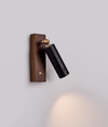 modern black travertine walnut wall sconce