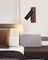 modern black travertine walnut wall sconce