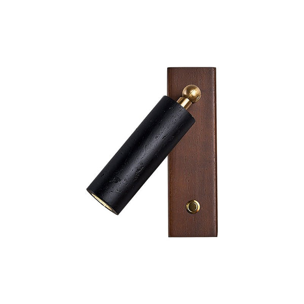 modern black travertine walnut wall sconce