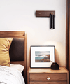 modern black travertine walnut wall sconce