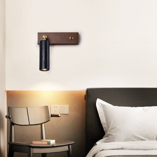 modern black travertine walnut wall sconce