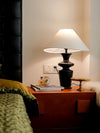 modern black wood fabric table lamp