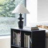 modern black wood fabric table lamp
