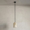 modern brass alabaster belfry arm pendant lamp