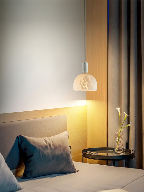modern brass alabaster bowl pendant light