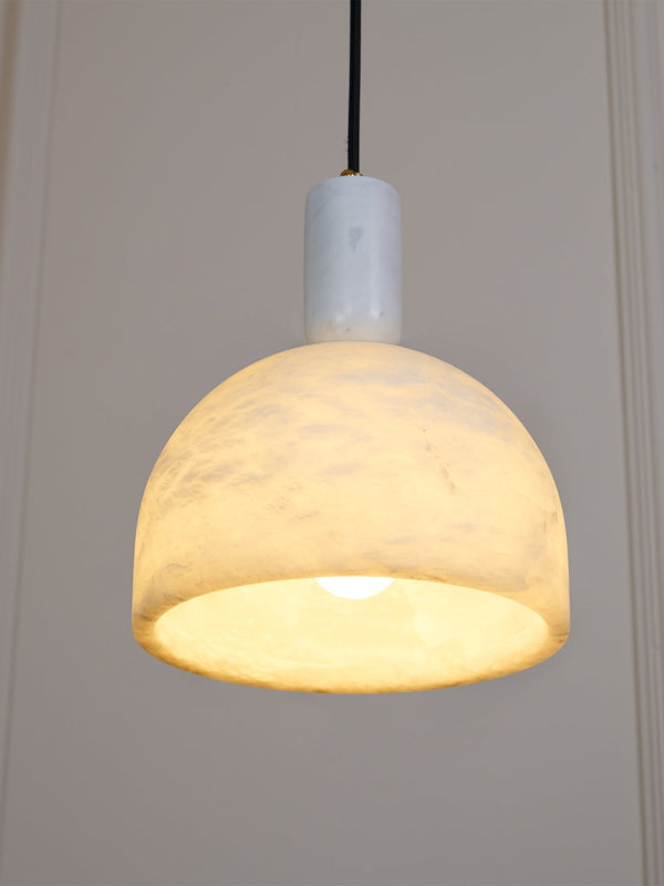 modern brass alabaster bowl pendant light