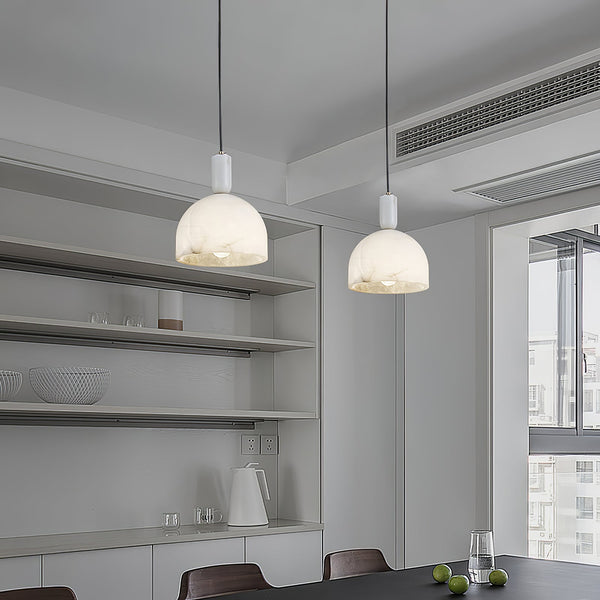 modern brass alabaster bowl pendant light