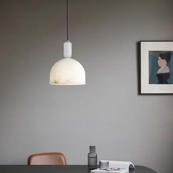 modern brass alabaster bowl pendant light
