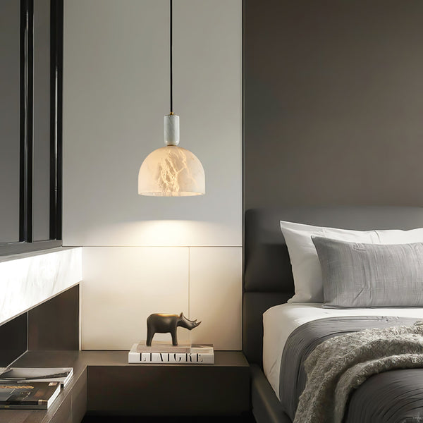 modern brass alabaster bowl pendant light