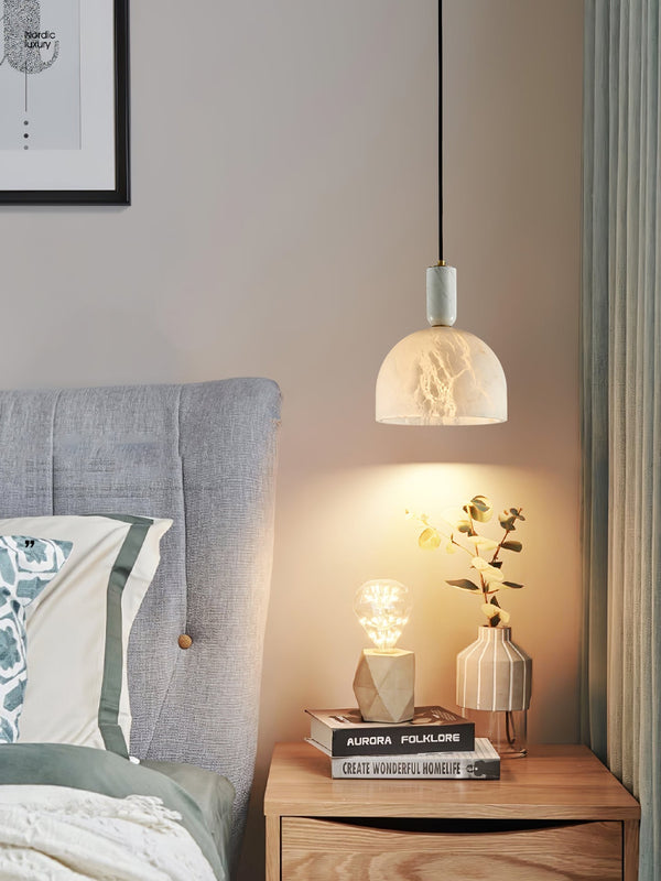 modern brass alabaster bowl pendant light