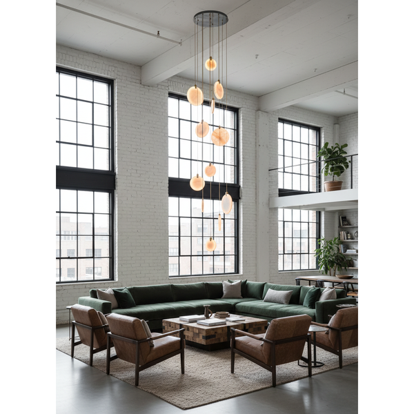 modern brass alabaster disc pendant light