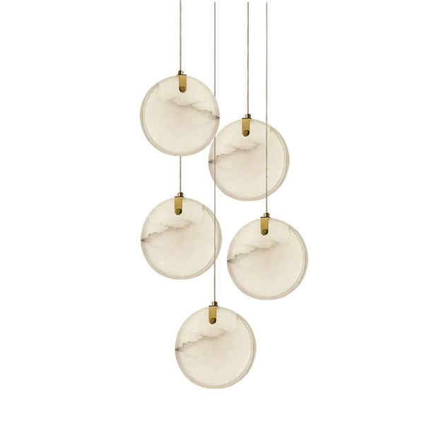 modern brass alabaster disc pendant light