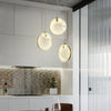 modern brass alabaster disc pendant light