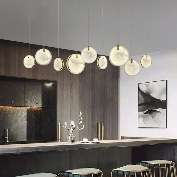 modern brass alabaster disc pendant light