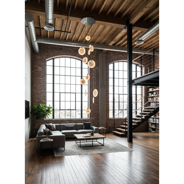 modern brass alabaster disc pendant light