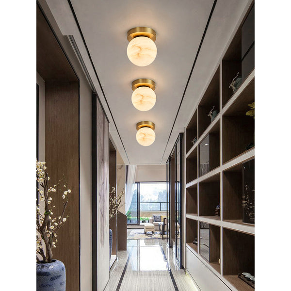 modern brass alabaster flush mount ceiling light 6