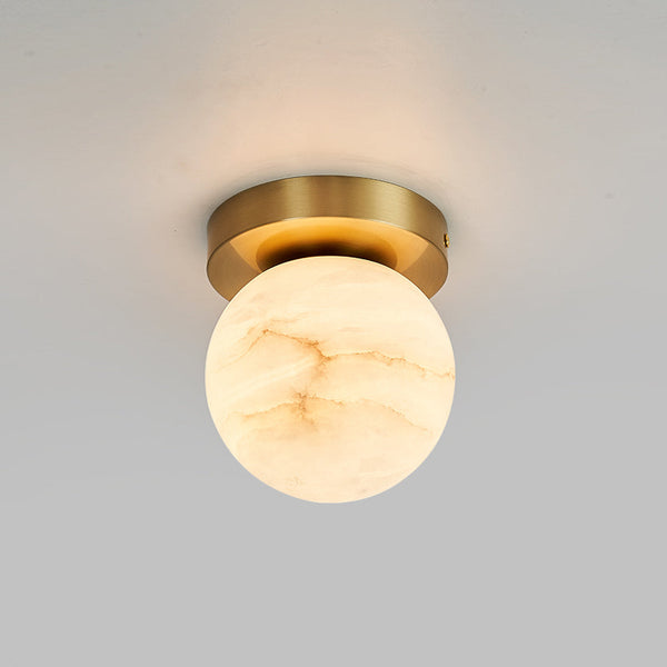 modern brass alabaster flush mount ceiling light 6