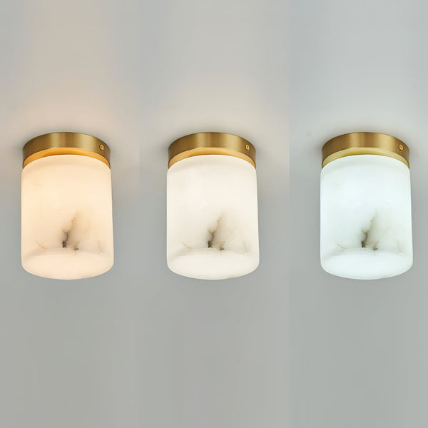 modern brass alabaster flush mount ceiling light 6