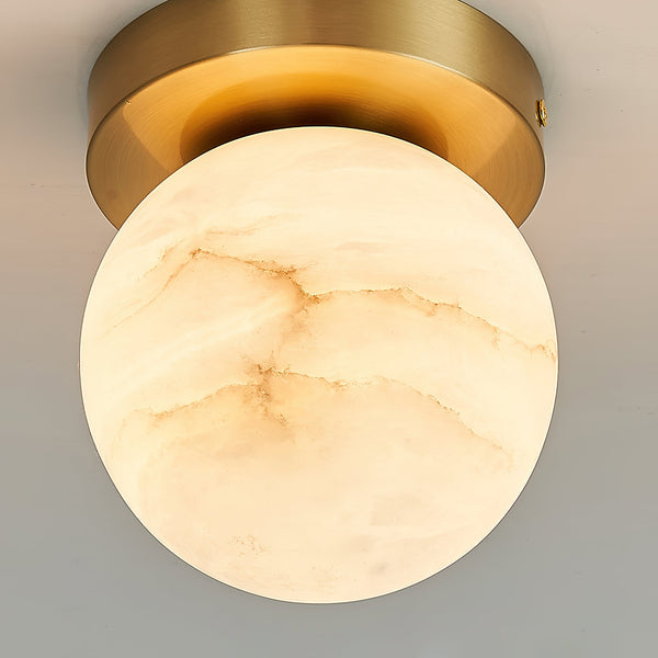 modern brass alabaster flush mount ceiling light 6
