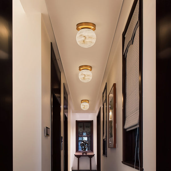 modern brass alabaster flush mount ceiling light 6