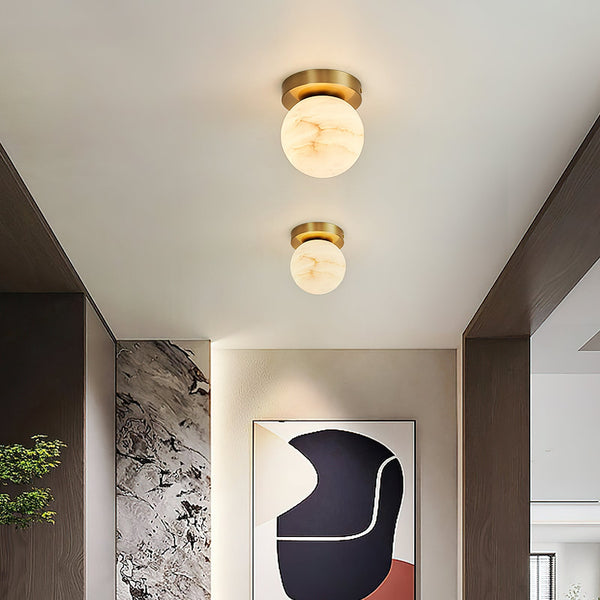 modern brass alabaster flush mount ceiling light 6